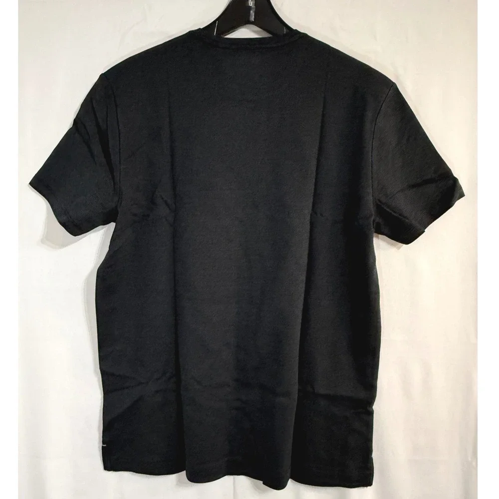 Banana Republic Luxe Touch Tee Mens Medium Black Micro Stripe Cotton T-Shirt NEW